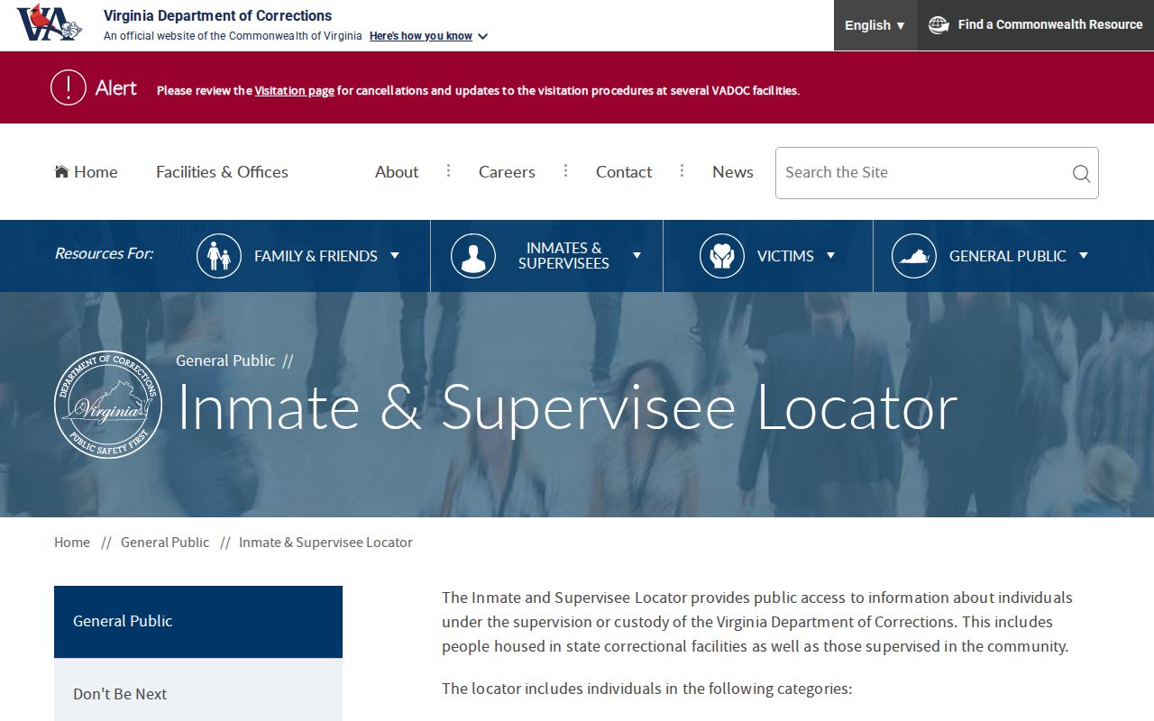 VADOC locator used for Suffolk County released inmate records