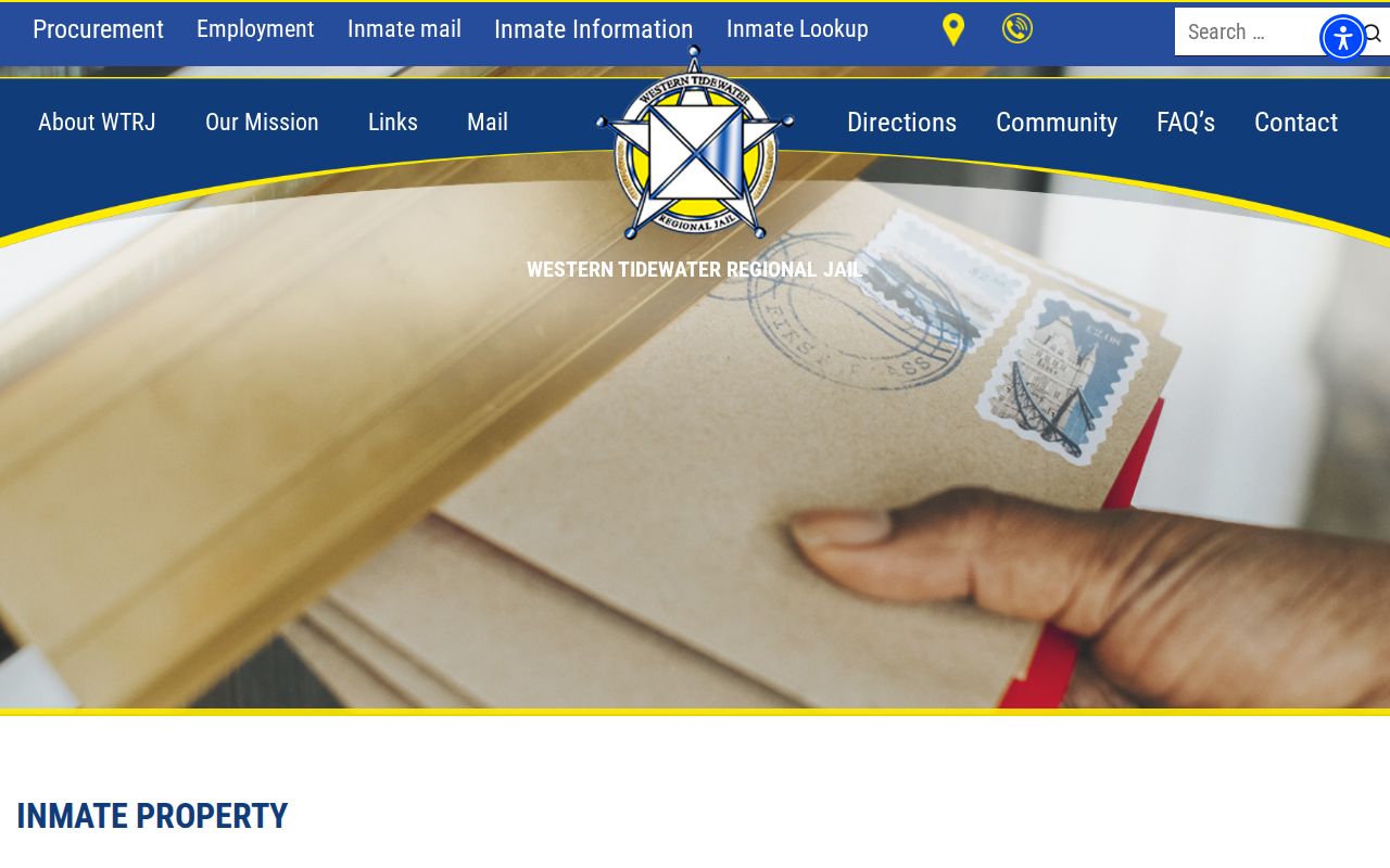 Western Tidewater Regional Jail released property and account balance rules